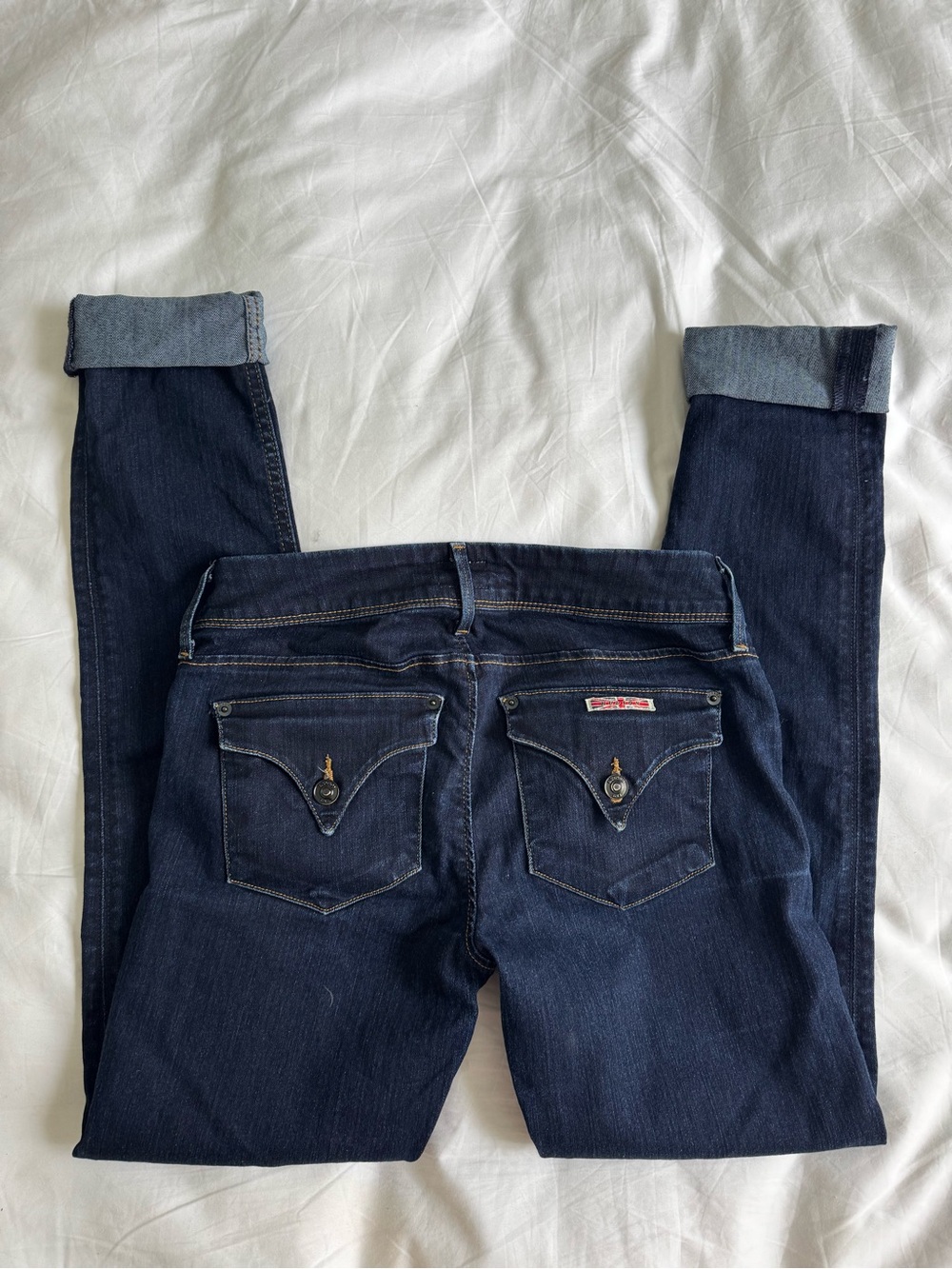 Dark Blue Women’s Jeans with Flap Pockets - Unknown Brand